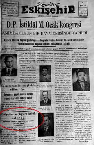 Demokrat Eskişehir gazetesi kupuru 08 11 2019