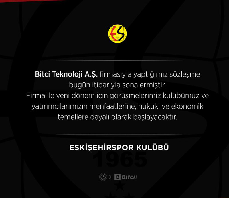 Eskişehirspor'dan "Sözleşmemiz sona erdi" açıklaması! 29.01.2023