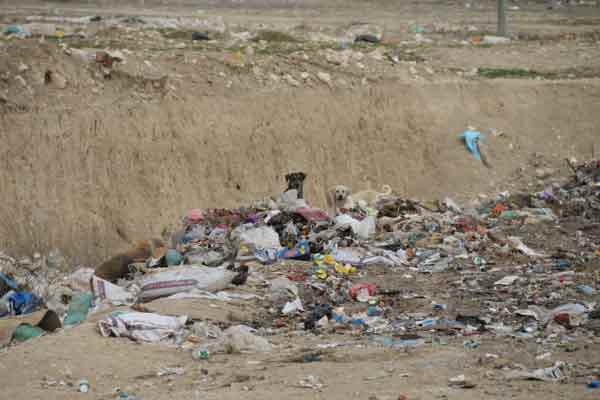 Görüntü ve çevre kirliliğine neden olan çöpler nedeniyle arazi...