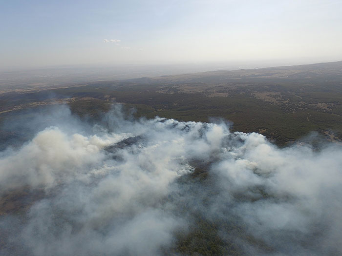 Eskişehir’in Tepebaşı ilçesinde çıkan ormanlık yangınına 200 kişilik ekiple müdahale devam ederken, şu ana kadar 15 hektarlık alan kül oldu. 