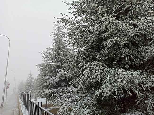 Eskişehir’de soğuyan havalarla birlikte çiseleyen yağmur, yüksek mahallerinde 1 Nisan şakası gibi kar yağışına dönüştü.
