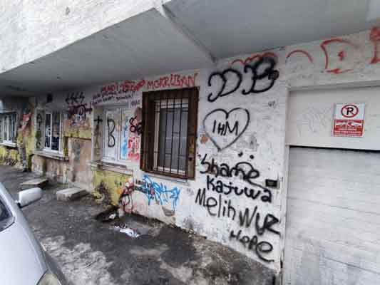 Şehrin en merkezi yerlerinden İsmet İnönü-1 Caddesi’nin yakınındaki Yalın Sokak’ta bulunan 2 binanın duvarlarına kimliği belirsiz kişiler tarafından sprey boyalarla yazılar yazıldı. 