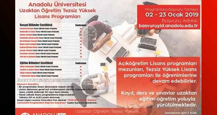  Anadolu Üniversitesi 'Tezsiz Yüksek Lisans' başvuruları başladı