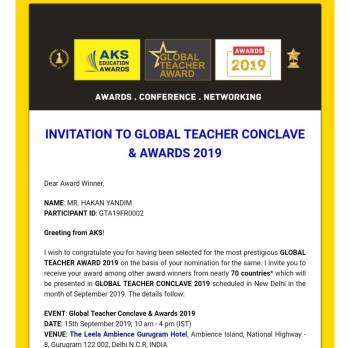 Başarılı Öğretmene ’Küresel Öğretmen Ödülü’
