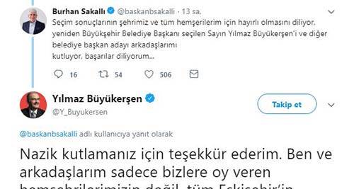 Büyükerşen ile Sakallı Twitter'dan mesajlaştı!