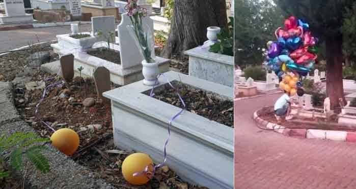 Çocuk mezarlarına balon bağladı, Türkiye'nin dört bir yanından...