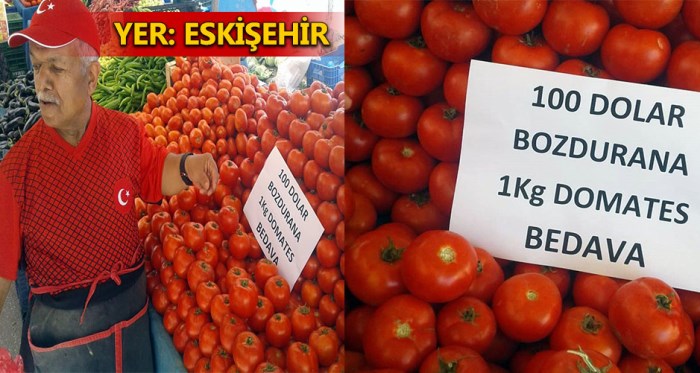 Eskişehir'de dolar bozdurana bedava domates