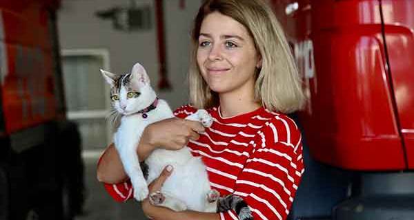 Eskişehir itfaiyesi kurtardığı kedinin sahibini internetten buldu