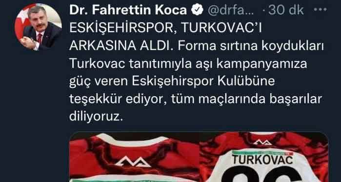 Eskişehirspor'a Bakan Koca'dan teşekkür