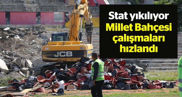 Yıkım ekibi Eskişehir Atatürk Stadı'nı yıkıyor