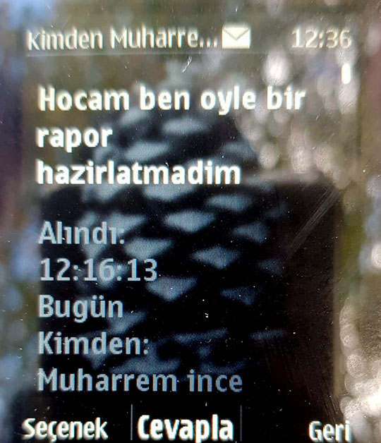 İşte o mesaj