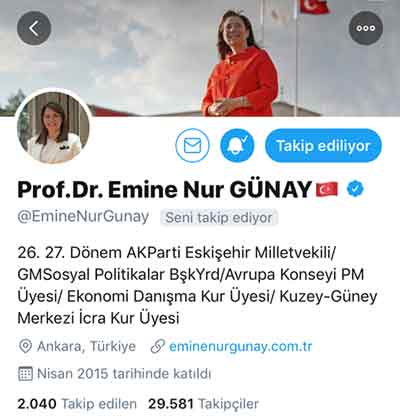 emine nur günay twitter hesabı
