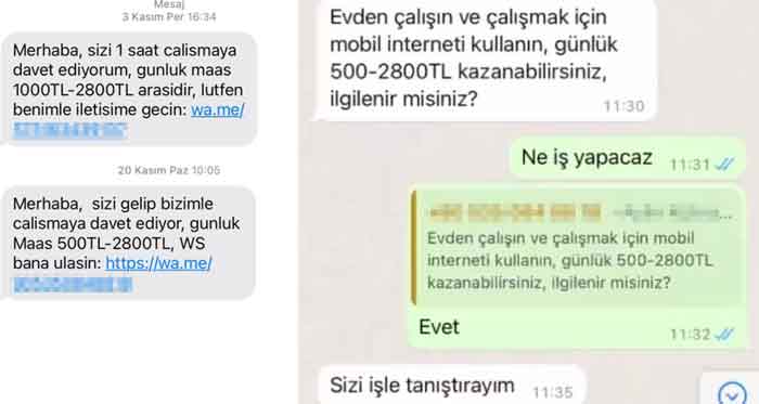 "Günlük maaşla evden çalışın" mesajına inandı... 8.12.2022