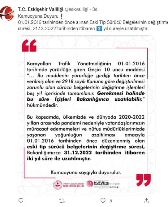 Eskişehir Valiliği de duyurdu! Uzatıldı... 20.10.2022