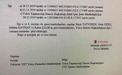 yht sürgün iptal