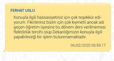 Ferhat Uslu ikinci mesaj
