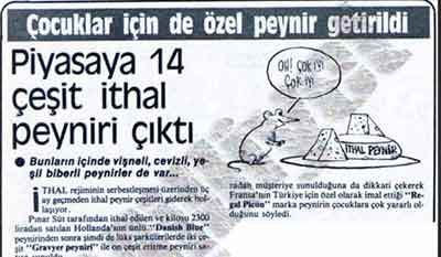 İthal peynir 16 mart 1984