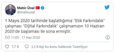 Mahir Ünal tweet 18 09 2020
