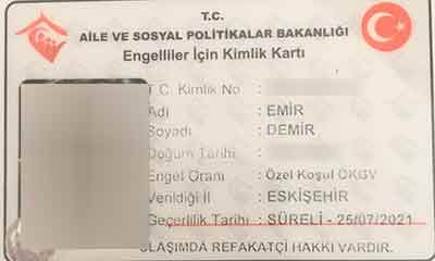 Minik Emir'in kimlik kartı 07 10 2019