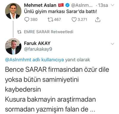 Sarar tweeti tepki topladı - 2