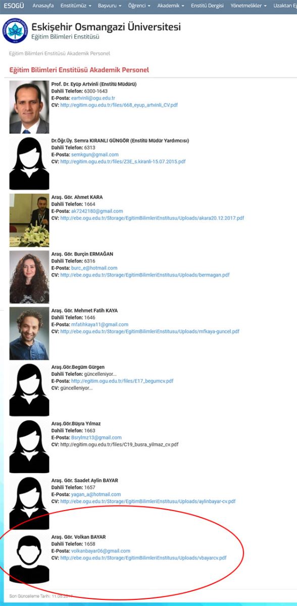 ESOGÜ sitesinden o isim silinmiyor!