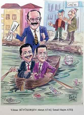 Yılmaz Büyükerşen - Ahmet Ataç - İsmail Haşim Ateş - Karikatür