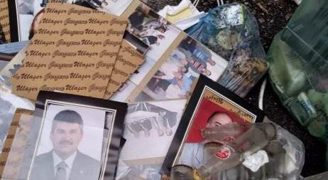 Eski belediye başkanlarının fotoğraflarını çöpe attılar