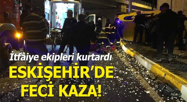 Eskişehir'de taksi şoförünü itfaiye kurtardı