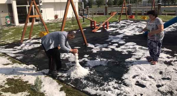 Eskişehir'de yazın ortasında ilginç görüntüler...