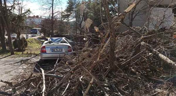 Eskişehir'i fırtına vurdu, sokaklar savaş alanına döndü