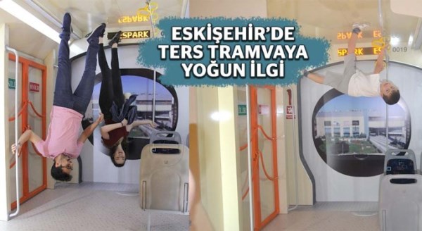 Eskişehir'in ters tramvayına yoğun ilgi