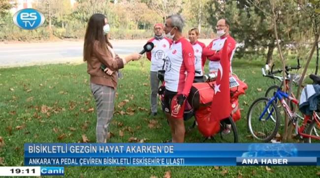 Ankara’ya pedal çeviren bisikletli Eskişehir’e ulaştı