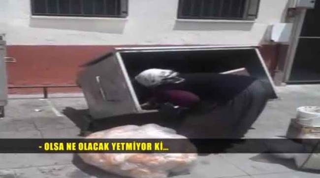 Eskişehir’de yaşlı kadın ekmeğini çöpten çıkarıyor