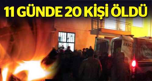 11 günde 20 kişi hayatını kaybetti