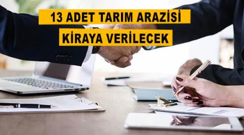13 adet tarım arazisi kiraya verilecek