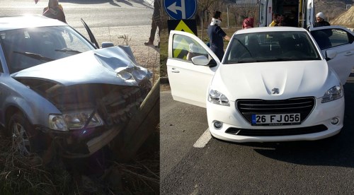 2 otomobil çarpıştı, 8 kişi yaralandı
