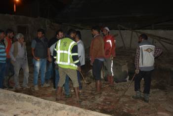 20 Büyükbaş Hayvan Yağış Nedeniyle Çöken Çatının Altında Kaldı
