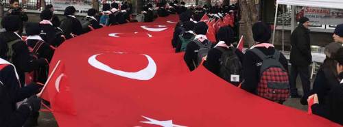 55 metrelik bayrakla Sarıkamış yürüyüşü