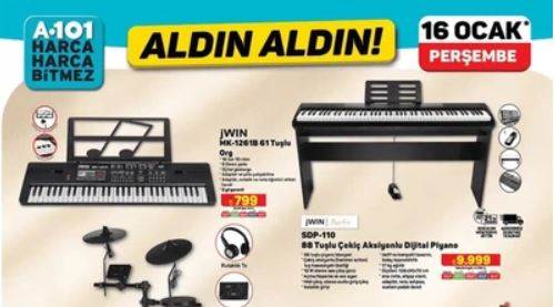 A101 16 Ocak 2025 indirimli ürünler listesi yayınlandı!Keman ve piyano ve bateri dikkat çekiyor!
