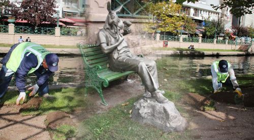 Adalar'da çimler yenilendi
