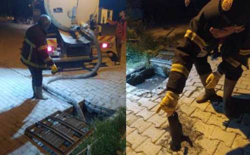 Afyon'da menfeze düşen yavru köpeği itfaiye ekipleri kurtardı