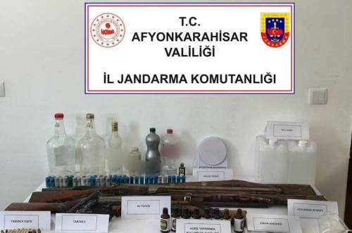 Afyonkarahisar jandarmasından sahte alkol üreticisine baskın
