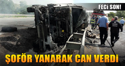 Alev alan TIR'ın şoförü yanarak öldü!