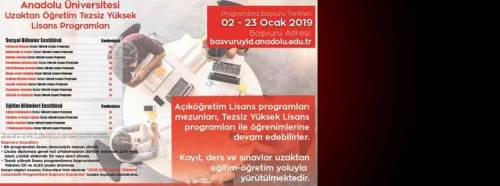  Anadolu Üniversitesi 'Tezsiz Yüksek Lisans' başvuruları başladı