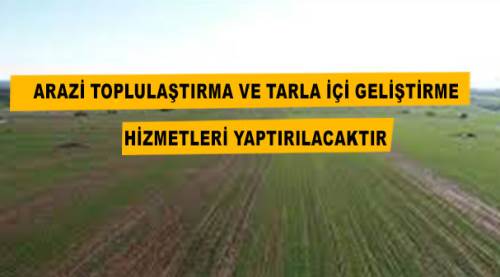 Arazi toplulaştırma ve tarla içi geliştirme Hizmetleri Yaptırılacaktır