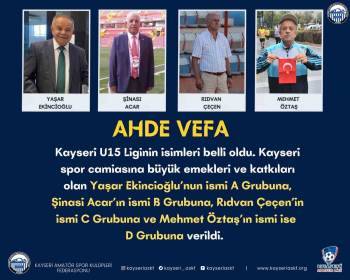 ASKF, U15 Ligi gruplarına Kayseri'nin efsane isimlerini verdi