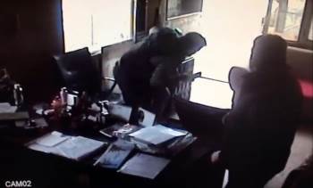 Atmacanın Kovaladığı Kuş Sürüsü Bir Yazıhaneye Daldı
