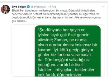 Bakan Selçuk, Bir Velinin Mesajına Sessiz Kalmadı
