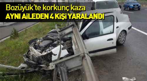 Bariyere çarpan araçtaki 4 kişi yaralandı