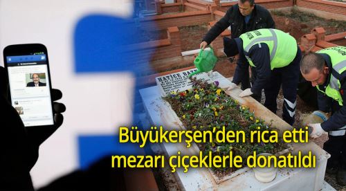 Belediye çalışanları mezarını çiçeklerle donattı